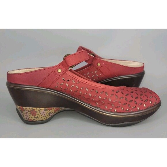 Jambu Journey Encore Leather Mary Jane Shoes 8.5 M Red Open Toe Clogs Slip On - Picture 5 of 13